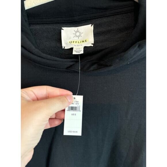NWT Offline By Aerie Oversized Hoodie In Black Size Small - Picture 2 of 4